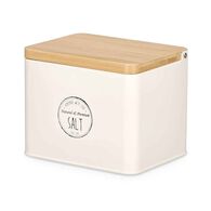 Saleiro creme com tampa de bambu