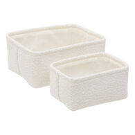 Conjunto de 2 cestos brancos em tecido boucl&eacute;