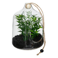 Terr&aacute;rio em vidro com plantas artificiais NALY