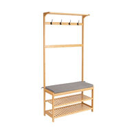 Cabide de entrada com 4 ganchos e sapateira 176cm