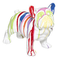 Figura c&atilde;o branco com riscas coloridas