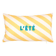 Almofada para exterior POOLSIDE riscas amarelo e branco