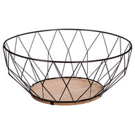 Fruteira losango em metal preto e mdf,  Fruteira losango em metal preto e mdf