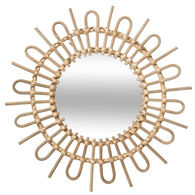 Espelho decorativo de parede bege em rattan sol