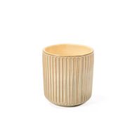 Vaso de cer&acirc;mica decora&ccedil;&atilde;o riscas taupe 15cm