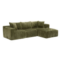 Sof&aacute; SOLKA tecido verde com chaise longue