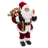 Pai natal decorativo com roupa em veludo vermelho 61cm