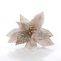 Flor poinsétia com mola branca de veludo 30cm