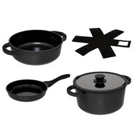 Trem de cozinha 3 pe&ccedil;as preto 24cm