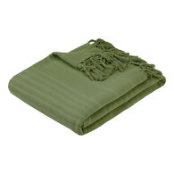 Manta ANJALI verde caqui em algod&atilde;o