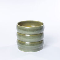Vaso de cer&acirc;mica ondulado verde 16cm