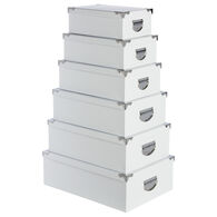 Conjunto de 6 caixas de arrumação brancas,  Conjunto de 6 caixas de arrumação brancas