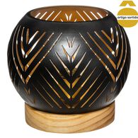 Candeeiro de mesa redondo em metal preto