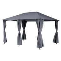 P&eacute;rgola SANTORINI cinza ard&oacute;sia com cortinas 3x4m