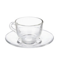 Ch&aacute;vena de caf&eacute; com pires em vidro 85ml