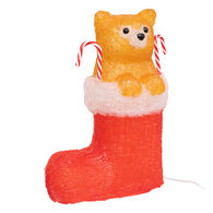 Bota de natal com gato luminosa com LED solar 30cm