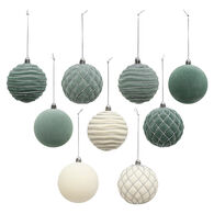 Conjunto de 9 bolas branco e verde 8cm,  Conjunto de 9 bolas branco e verde 8cm
