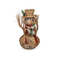 Boneco De Neve Com Ramos, Chapéu E Laço Com LED