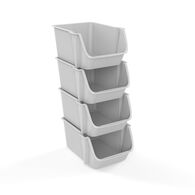 Conjunto de 4 cestos para arrumação cinza claro,  Conjunto de 4 cestos para arrumação cinza claro