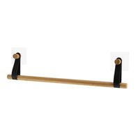 Toalheiro wc barra em bambu com alça preta,  Toalheiro wc barra em bambu com alça preta