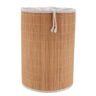Cesto de roupa wc dobr&aacute;vel castanho em bambu