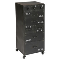 M&oacute;vel De Apoio Preto Com 9 Gavetas Em Metal Torof