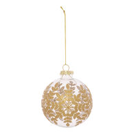 Bola de natal arabescos dourado 8cm