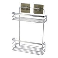 Prateleira wc 2 n&iacute;veis em a&ccedil;o inox com adesivo cromado