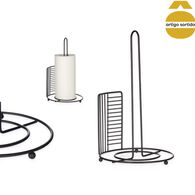 Suporte preto em metal para rolo de cozinha,  Suporte preto em metal para rolo de cozinha