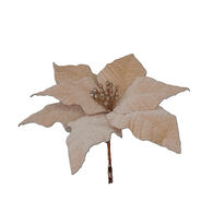 Flor poinsétia com mola branca de veludo 30cm