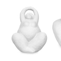 Est&aacute;tua figura de mulher yoga em cer&acirc;mica branca 18cm