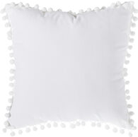 Almofada branca com pompons 40x40cm