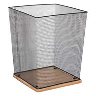 Cesto de arrumação em bambu e metal preto,  Cesto de arrumação em bambu e metal preto