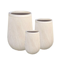 Vaso em fibra de argila bege 39,5cm