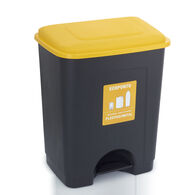 Caixote do lixo reciclagem pedal 35 litro de plástico 43 x 38 x 38 cm,  caixote do lixo 2 divisões interiores multicoloridas (Topo 35 litro)