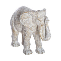 Estatueta decorativa elefante branco decorado