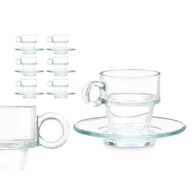 Ch&aacute;vena de caf&eacute; de vidro com pires 10cl