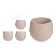 Conjunto de 3 vasos taupe com reserva de água 15cm,  Conjunto de 3 vasos taupe com reserva de água 15cm
