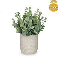 Vaso De Cimento Com Flores Artificiais 20cm