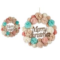 Coroa decorativa com pompons multicolor 40cm,  Coroa decorativa com pompons multicolor 40cm