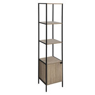 Estante ALIAJ castanho com prateleiras e porta 176x35cm,  Estante ALIAJ castanho com prateleiras e porta 176x35cm