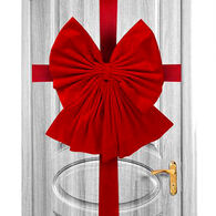 Laço para porta vermelho e dourado em tecido 64cm