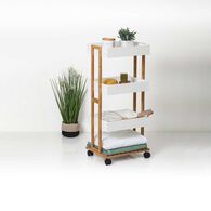 Móvel wc branco NATUREO em bambu e mdf com rodas,  Móvel wc branco NATUREO em bambu e mdf com rodas