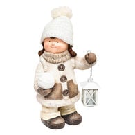 Figura de menina com lanterna 40cm,  Figura de menina com lanterna 40cm