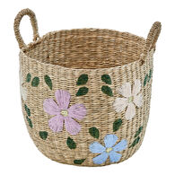 Cesto SAUV bordado com flores 30cm