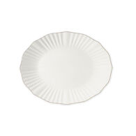 Travessa oval AUBREY branco e dourado 38cm