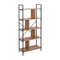 Estante castanha descentrada com 5 prateleiras em madeira