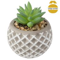 Vaso de cimento cinza com cato 9cm