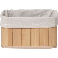 Cesto wc castanho em bambu com tecido 12x22cm
