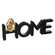 Palavra decorativa HOME com macaco em resina e mdf